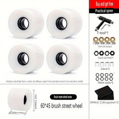 4pcs Skateboard Wheels 60mm/45mm 2.36in/1.77in + Install Tools