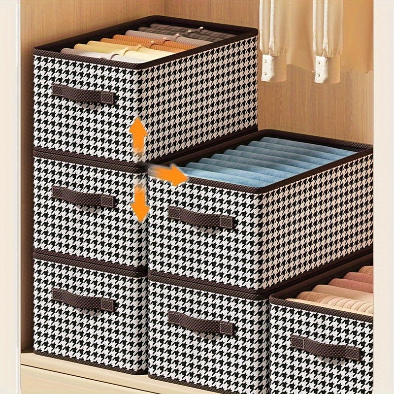 2pcs Collapsible Plaid Underwear Storage Box Large Capacity