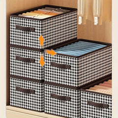 2pcs Collapsible Plaid Underwear Storage Box Large Capacity