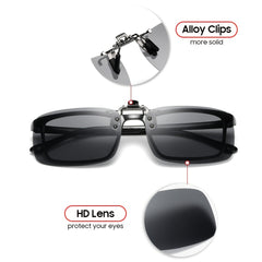 Men's Square Polarized Lens Clip On Sunglasses