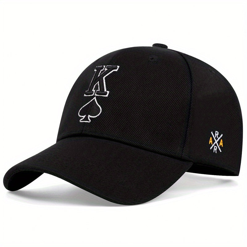 Poker K Embroidery Baseball Cap Adjustable Sports Hats Casual Sunscreen Dad Hat
