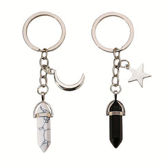 Crystal Decor Keychain Metal Star Moon Key Ring Purse Bag Charm Gift