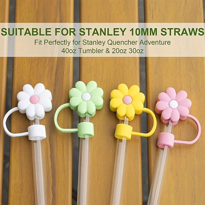 Flower Shaped Reusable Straw Cap Dustproof Cover
