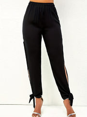 Side Slit High Waist Pants Solid Casual Pants Women's Clothing