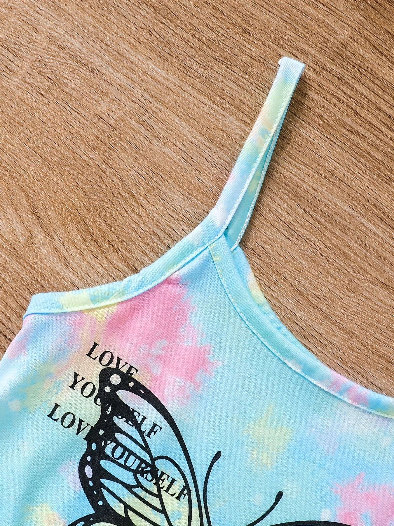 Girls Butterfly Letter Sleeveless Jumpsuit Kids Summer Rompers