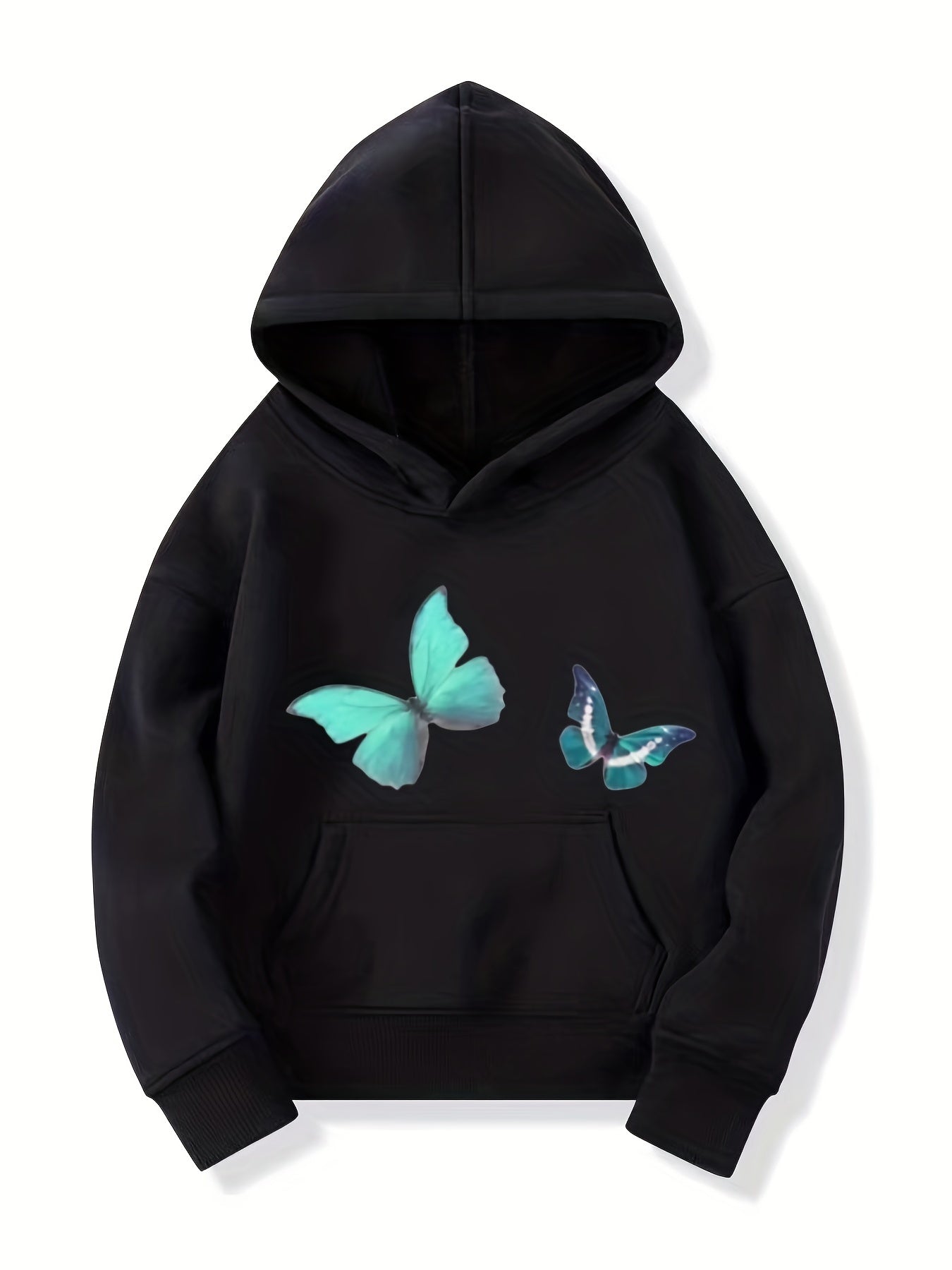 Butterfly Graphic Hoodie Girls Hooded Pullover Sweatshirt Top
