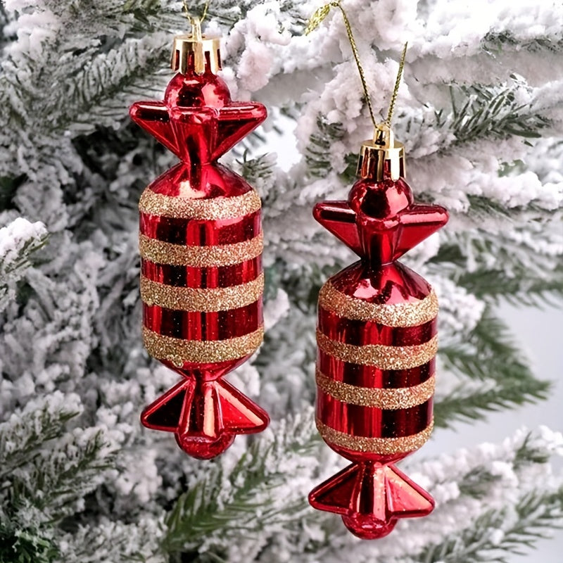 6pcs Red Candy Christmas Tree Hanging Decoration
