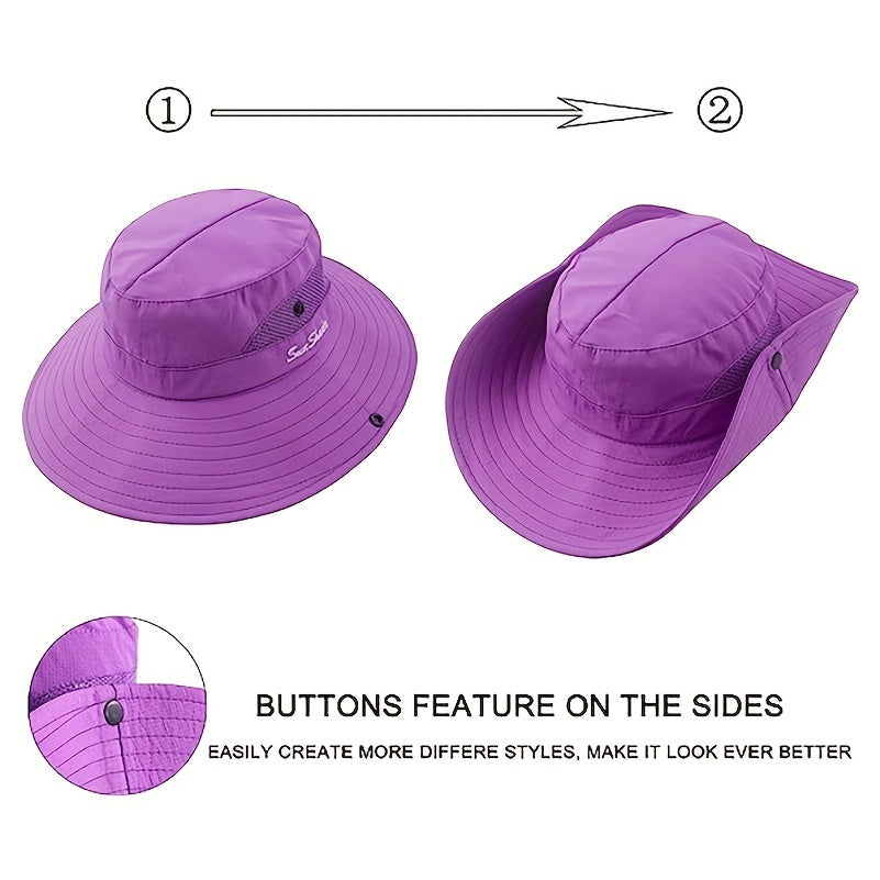Mesh Stitching Fisherman's Hat Wide Brim Sun Protection Bucket Hat