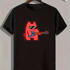 Guitar Print Men's Graphic Tee for Summer