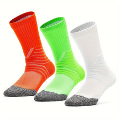 Men's Mid Crew Sport Socks Non Slip Shock Absorption Nylon Blend