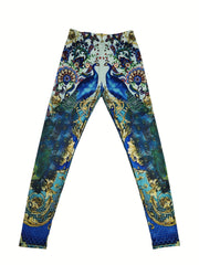 Peacock Print Skinny Leggings High Waist Stretchy Leggings