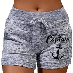 Letter & Graphic Drawstring Shorts for Women