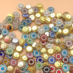 10pcs 14mm Rhinestone Flower Buttons Crystal Glass Clothes Decoration