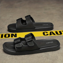 Men's Buckle Slides Non-Slip Slippers Open Toe Shoes
