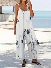 Tie Dye Round Neck Wide Leg Jumpsuit