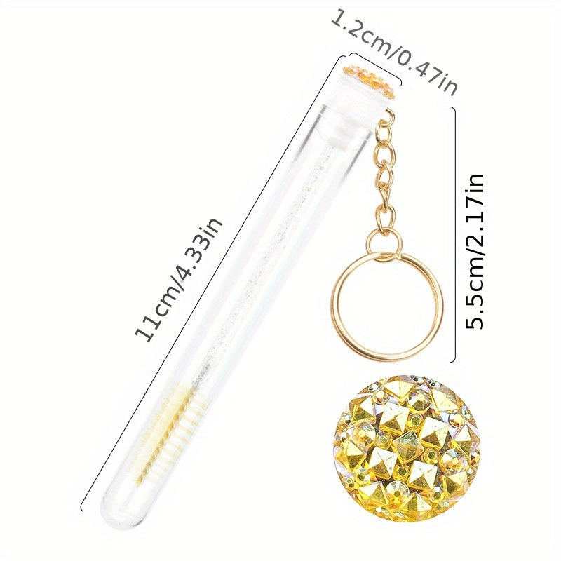 Crystal Mascara Wands & Brush Set with Reusable Key Chain Tube
