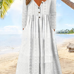 Women's Eyelet Embroidery Maxi Dress