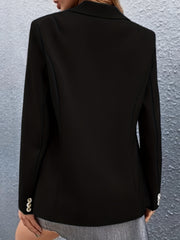 Solid Lapel Blazer Open Front Long Sleeve Work Office Outerwear
