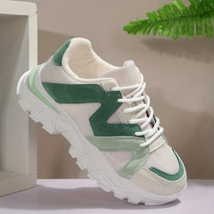 Women's Knit Mesh Platform Sneakers Casual Lace Up Low Top Sports Shoes