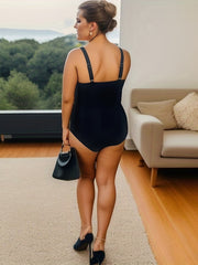 Solid Ruched Tummy Control One Piece Bathing Suit