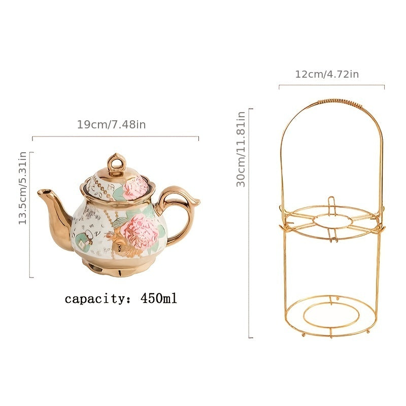 20pcs Ceramics Tea Set with Metal Holder European Ceramic Tea Set