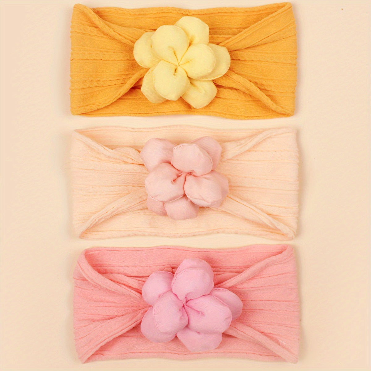 3pcs Flower Jacquard Headband for Baby Girls