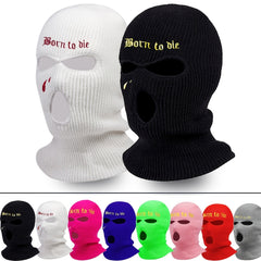 3 Holes Letter Embroidered Knit Cap Wool Ear Protection Riding Cap
