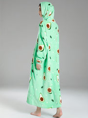 Avocado Pattern Hooded Fleece Nightgown