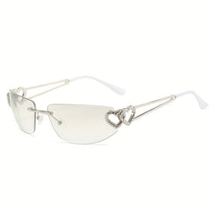 Y2K Rimless Sunglasses Oval Gradient UV400 Sun Shades