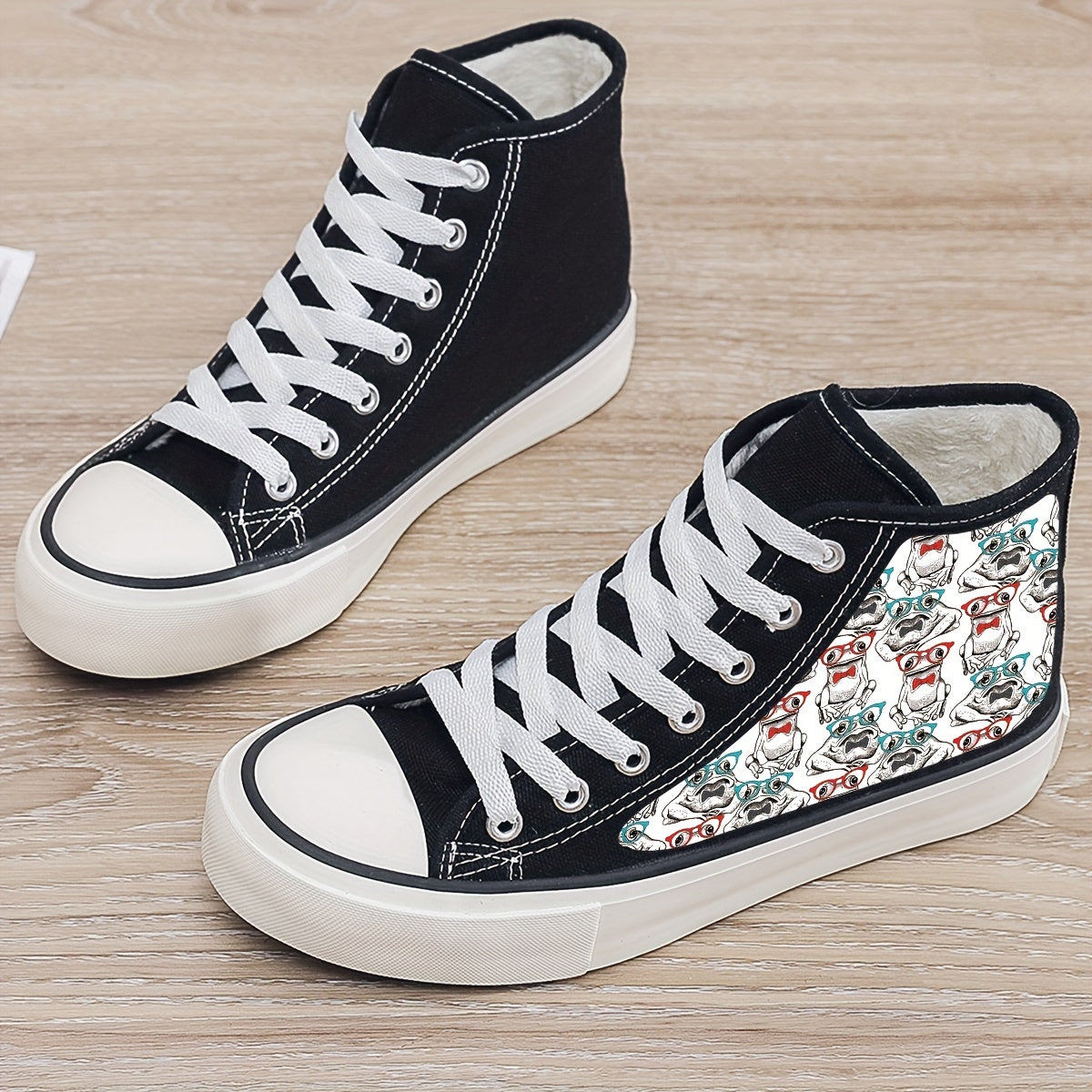Plush Lined Chunky Canvas Sneakers High Top