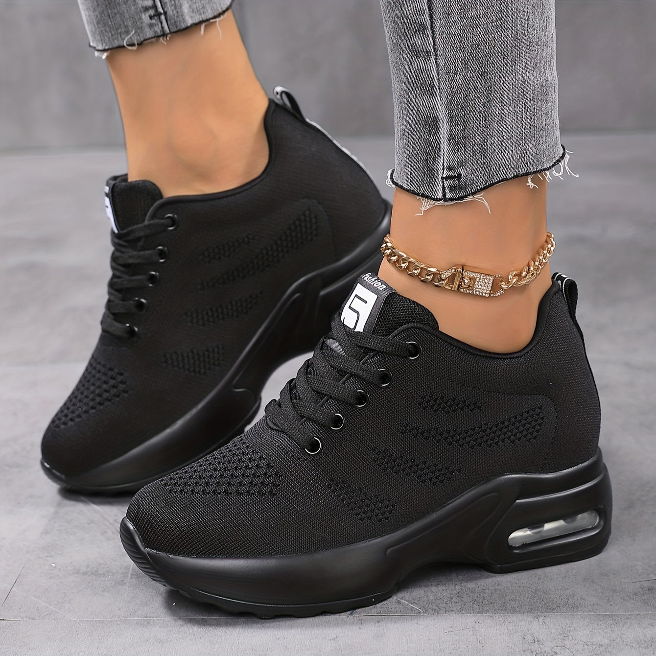 Women's Air Cushion Platform Sneakers with Hidden Heel