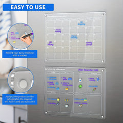 2 Piece Acrylic Magnetic Calendar Set with 6 Markers