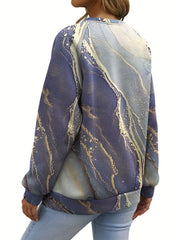 Marble Print Pullover Sweatshirt for Fall & Winter