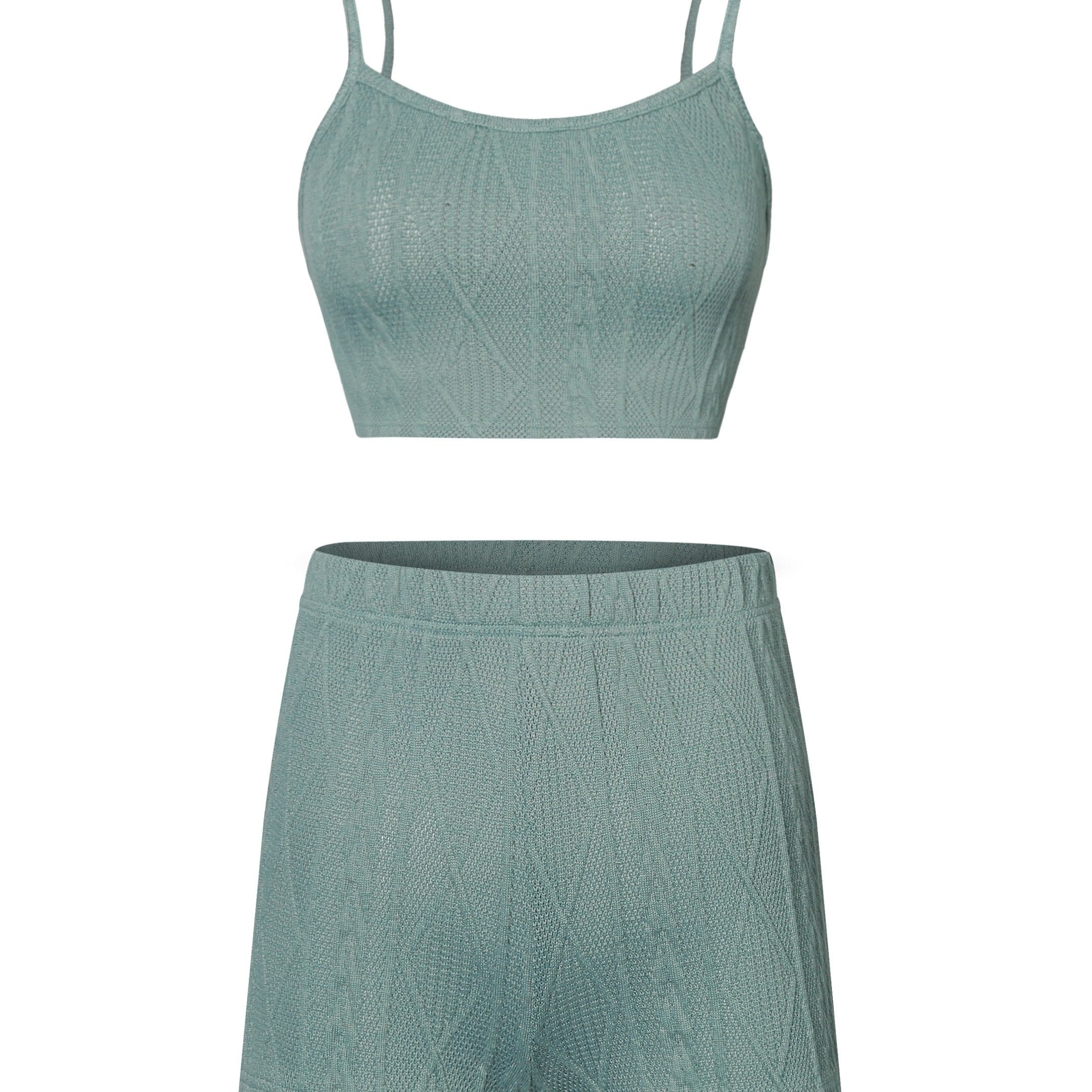 Sleeveless Crop Cami Top & Elastic Waist Shorts Set