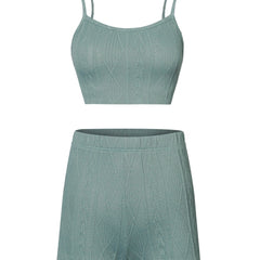 Sleeveless Crop Cami Top & Elastic Waist Shorts Set