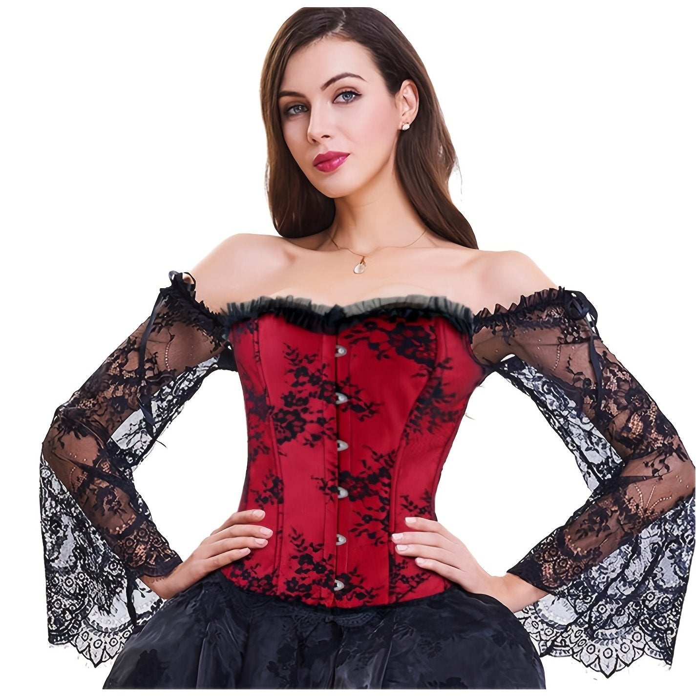 Gothic Flounce Sleeve Corset Bustier Shapewear Top