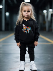 OERYUI Fish Print Hoodies Pants Set for Kids Spring Fall