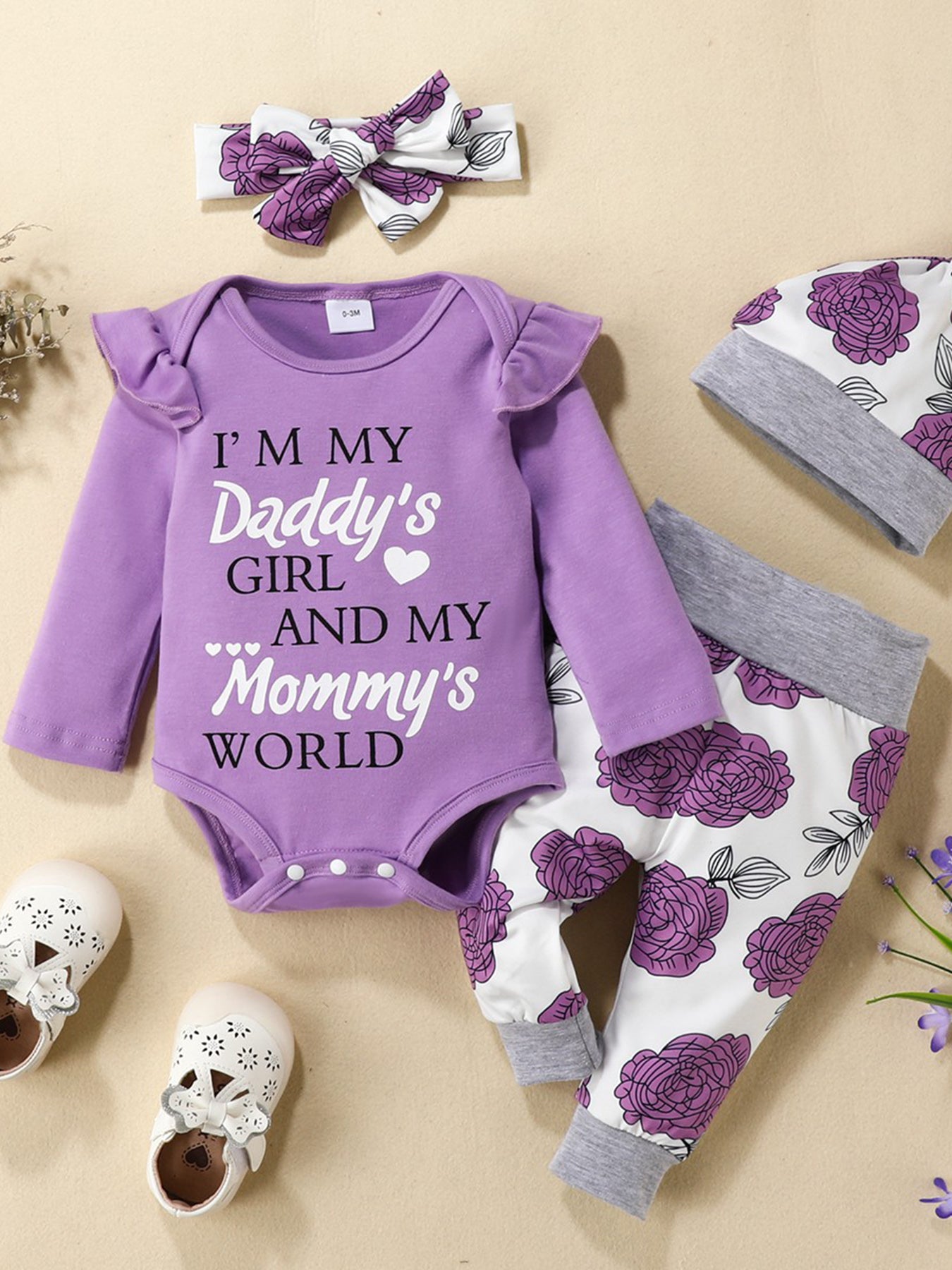 Floral Print Romper For Baby Girls