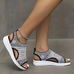 Women's Breathable Cut Out Casual Sandals Thick Sole Flying Woven Sandals