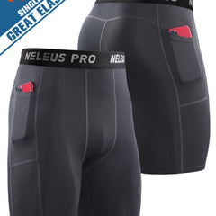 Men's Compression Shorts With Pocket Athletic High Stretch Base Layer