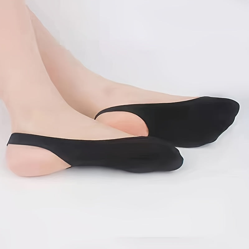 2pairs Ultra Low Cut Liner Socks With Sling Back No Show Padded Half Socks