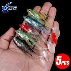 5pcs Soft Fishing Lures Wobbler Bait with Hooks