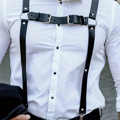 Men's Gothic Leather Chest Straps Adjustable Buckle