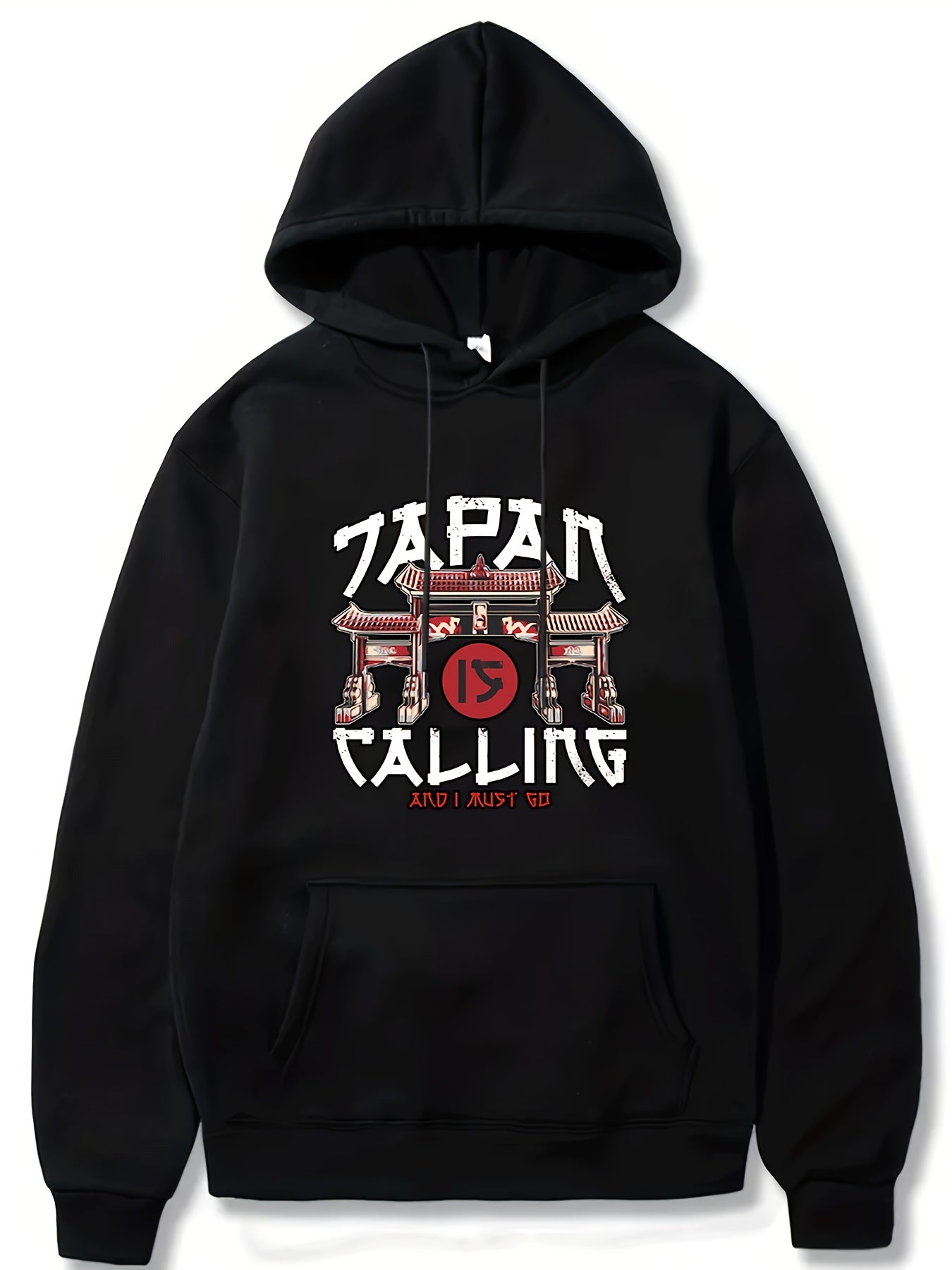 Japanese Architecture Print Men's Hooded Sweatshirt for Autumn Winter