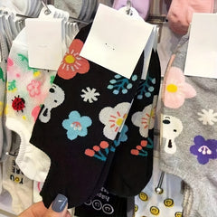 10 Pairs Girls Cartoon Rabbit Boat Socks, Breathable and Comfortable