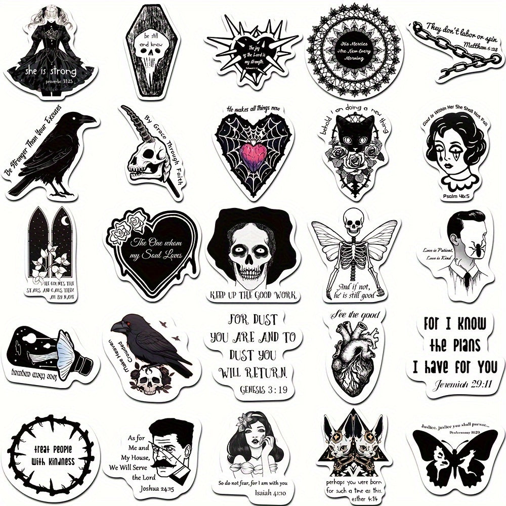 50pcs Gothic Bible Graffiti Stickers for Mobile Phone Cup Guitar Skateboard