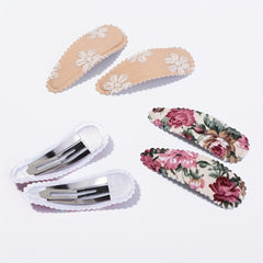 10pcs Baby Girls Embroidered Striped Plaid Floral Hair Clip Headwear