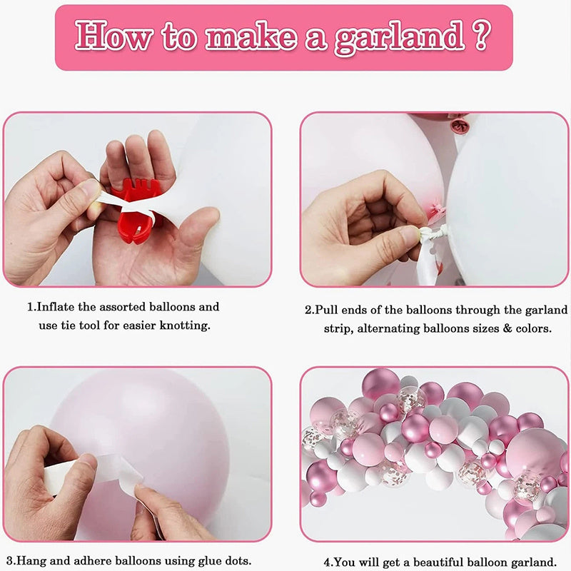 117pcs Pastel Pink Balloons Arch Garland Kit for Girl Shower Party Decorations