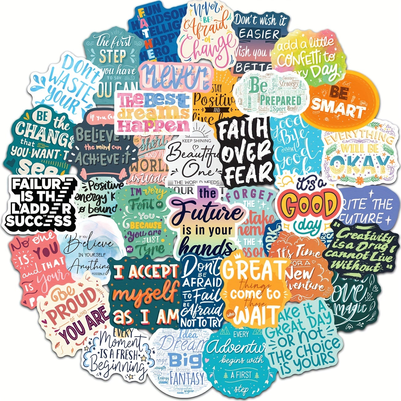 50pcs Inspirational Words Stickers Motivational Quote - Vinyl Sticker