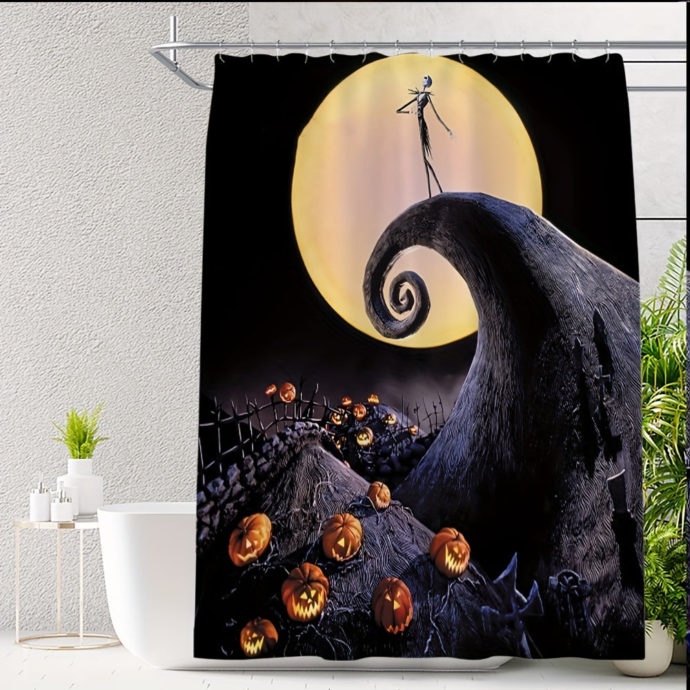 Halloween Pumpkin Bathroom Shower Curtain Waterproof Hand Washable